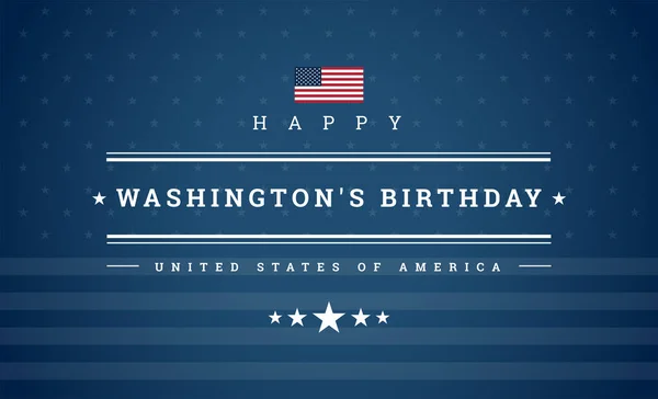 Happy Washington Birthday President Day Card Bandeira Dos Eua Estrelas — Vetor de Stock