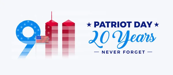 911 Patriot Day Usa Septiembre Aniversario Memorial Banner Horizontal Blanco — Archivo Imágenes Vectoriales