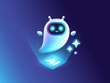 AI Agent 3d character design - Smiling abstract AI agent vector technology illustration