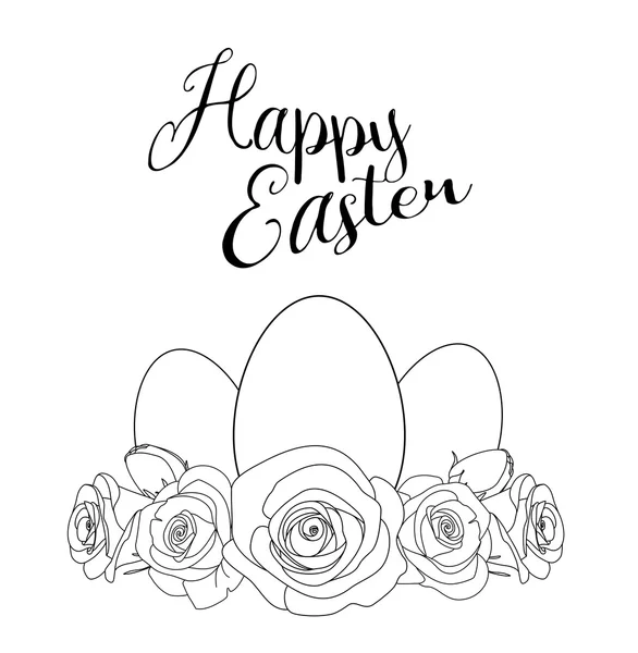 Motivo de Pascua con huevos blancos y rosas, ilustración — Vector de stock