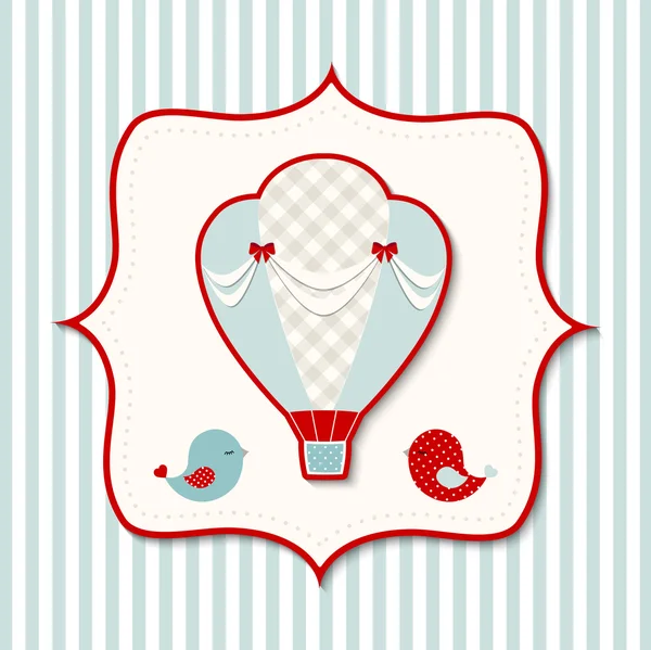 Tema vintage con globo retro de aire caliente, ilustración — Vector de stock