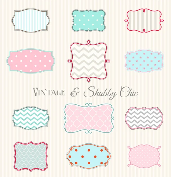 Collection of vintage and shabby chic frames, illustration — Stock Vector