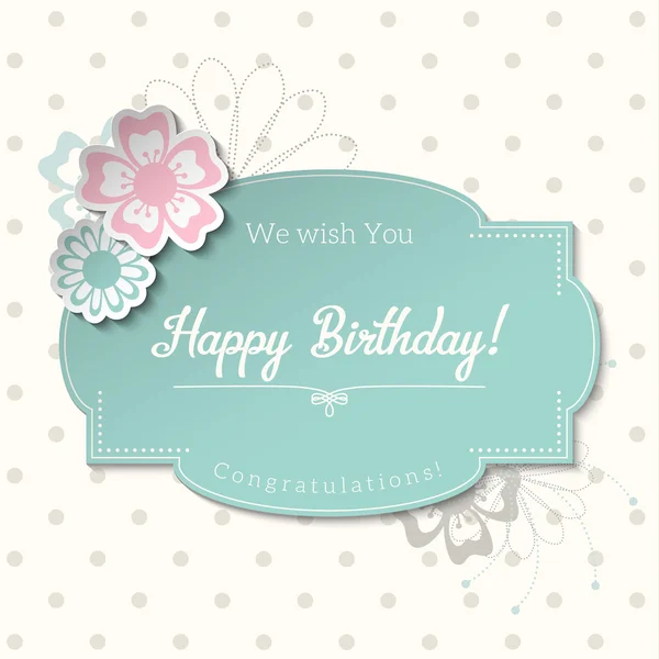 Vintage kort i shabby chic stil med texten Happy Birthday, illustration, — Stock vektor