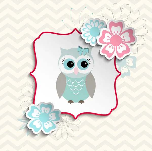 Leuke uil in shabby chique stijl, illustratie — Stockvector