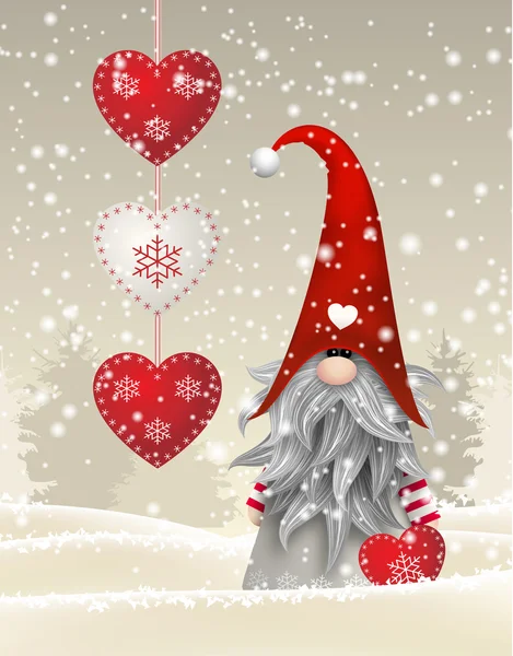 Navidad escandinava gnomo tradicional, Tomte, ilustración — Vector de stock