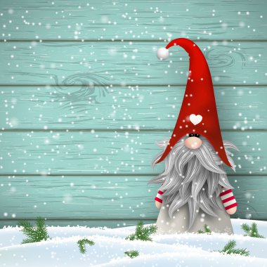İskandinav Noel geleneksel gnome, lokma, illüstrasyon