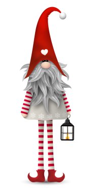 Christmas traditional scandinavian gnome, Tomte, illustration clipart