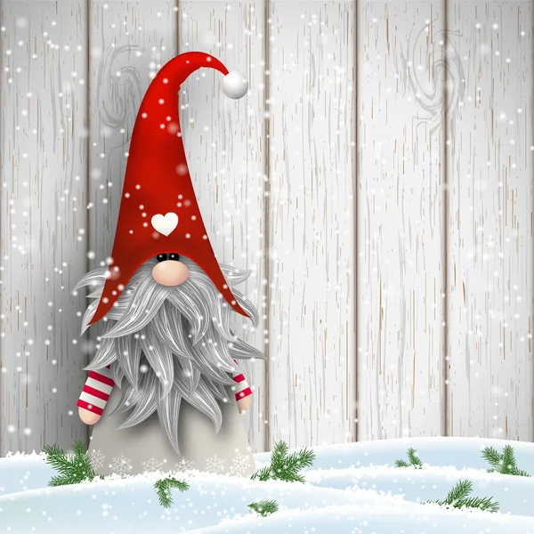 İskandinav Noel geleneksel gnome, lokma, illüstrasyon — Stok Vektör