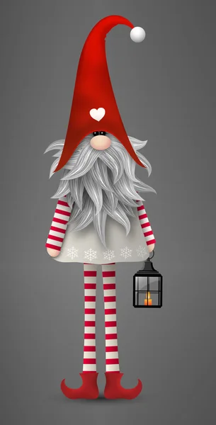 Traditioneller skandinavischer Weihnachtszwerg, Tomte, Illustration — Stockvektor