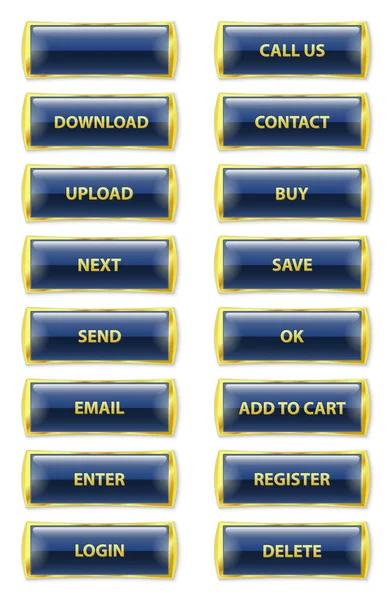 Blå och gyllene rektangeln glansigt internet knappar — Stock vektor