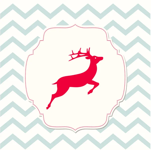 Venado rojo sobre fondo beige, ilustración de Navidad — Vector de stock