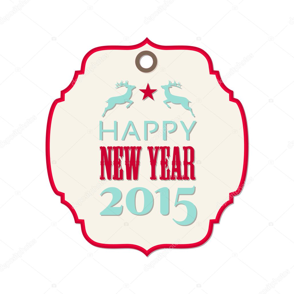 new year 2015 label with reindeer