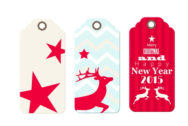 Three christmas  tags in shabby chic style — Stock Vector