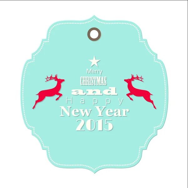 Christmas and new year 2015 label with reindeer — Stock Vector