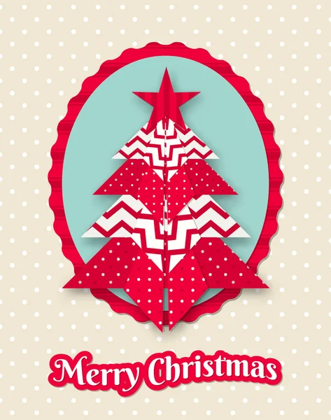 Cartão de Natal com árvore de origami abstrato — Vetor de Stock