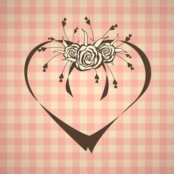 Corazón abstracto con rosas sobre fondo vintage — Vector de stock