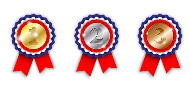 award ribbons, 1st, 2nd and 3rd place clipart