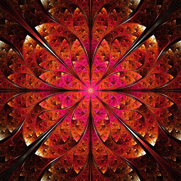 Fundo ornamental fractal vermelho — Fotografia de Stock