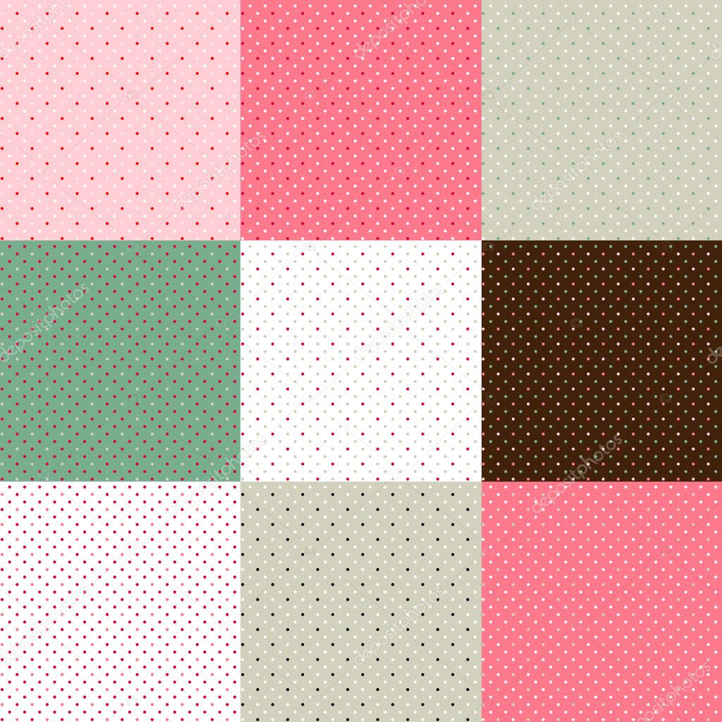 Set of green - pink polka dot textures
