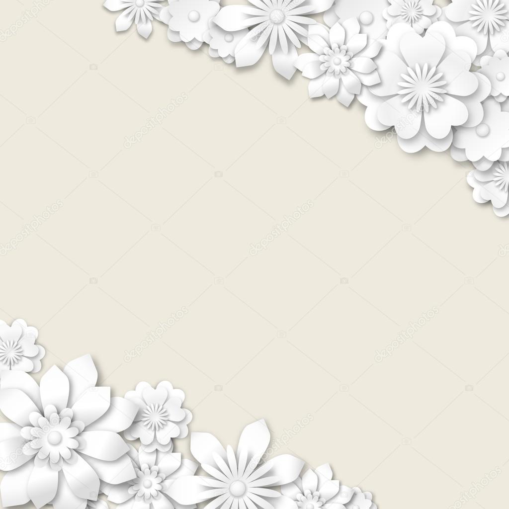 abstract wedding background with white 3d flowers