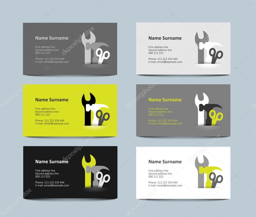 set of gray and green business cards, illustration
