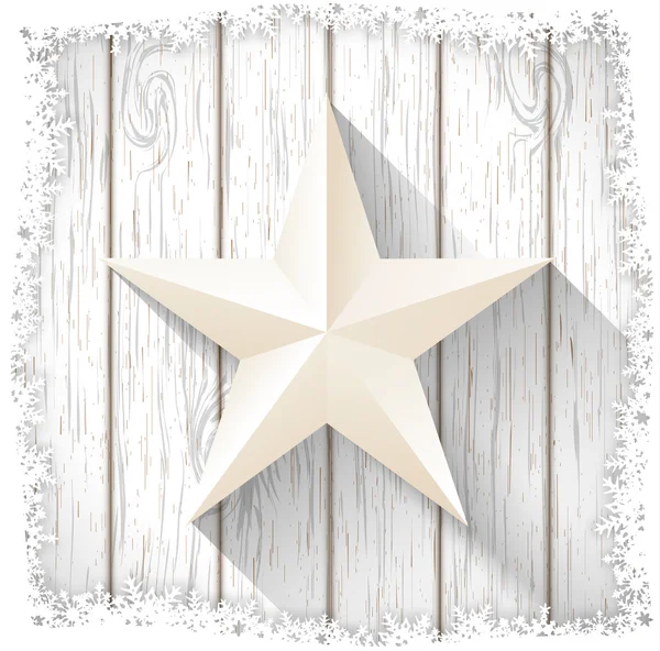 Biała Gwiazda na drewno, motyw zimowy, ilustracja — Wektor stockowy