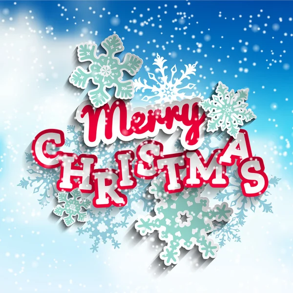 Texto decorativo colorido Feliz Natal no céu com nuvens, ilustração —  Vetores de Stock