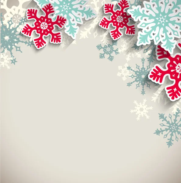 Абстрактные снежинки на бежевом фоне, зимняя концепция, иллюстрация — стоковый вектор