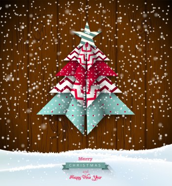 colorful origami chritmas tree,holidays theme, illustration clipart