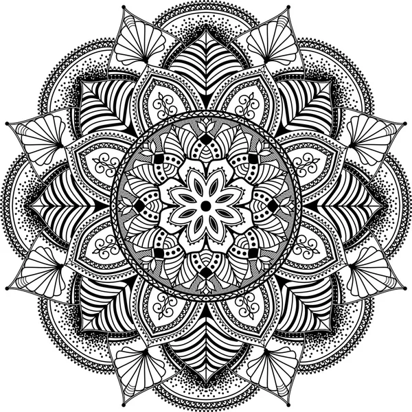 Mandala, zentangle ilham illüstrasyon, siyah ve beyaz