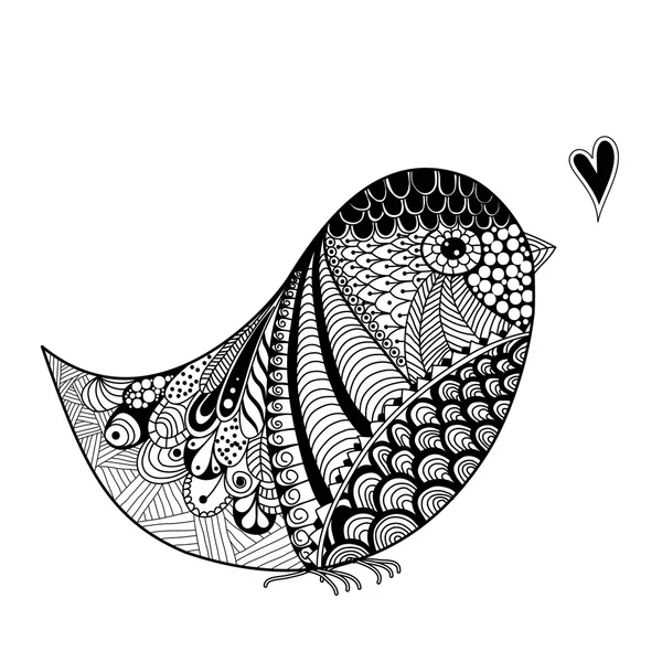 Zentangle εμπνευσμένη αφηρημένη εικόνα πουλιού — Διανυσματικό Αρχείο