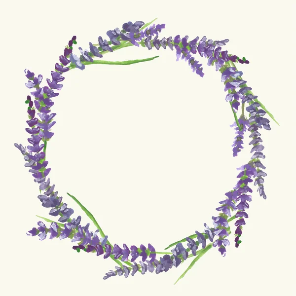 Corona de lavanda, pintura acuarela, ilustración — Vector de stock