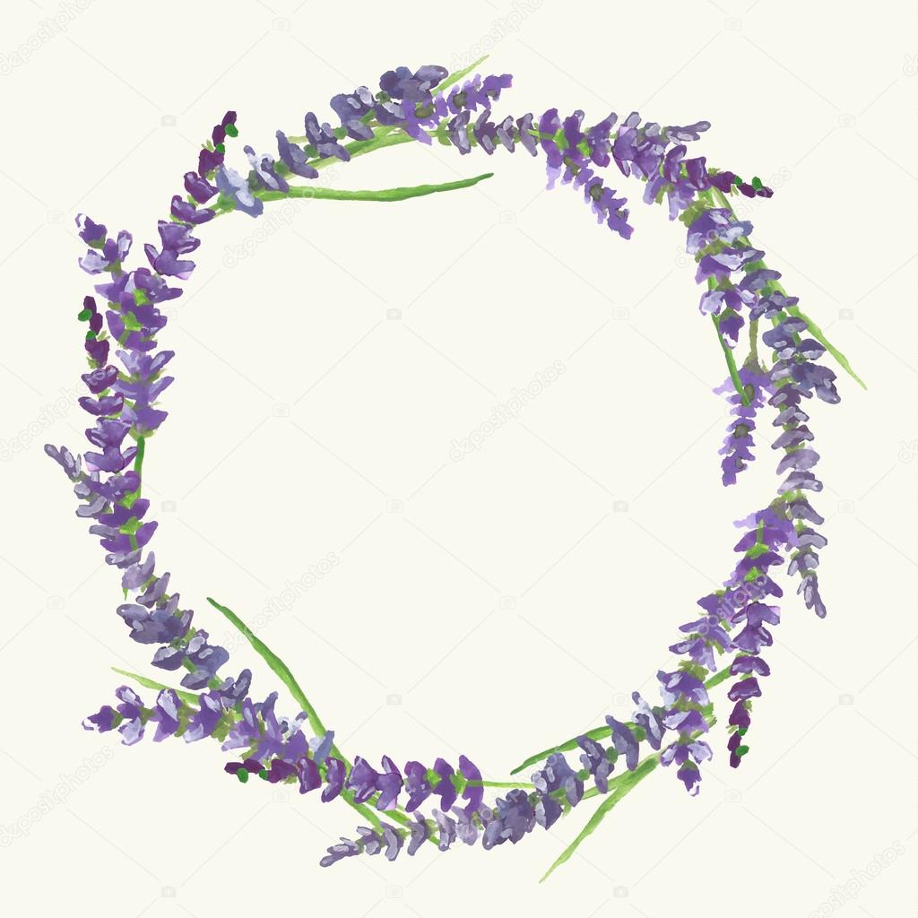 Lavender wreath, watercolor painting, illustration