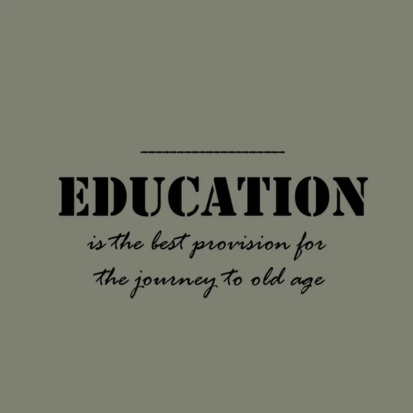 Η εκπαίδευση είναι η καλύτερη παροχή για το ταξίδι μέχρι τα γηρατειά. — Διανυσματικό Αρχείο