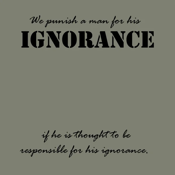Egy férfi, az ő tudatlanság büntetni... Szöveg. — Stock Vector