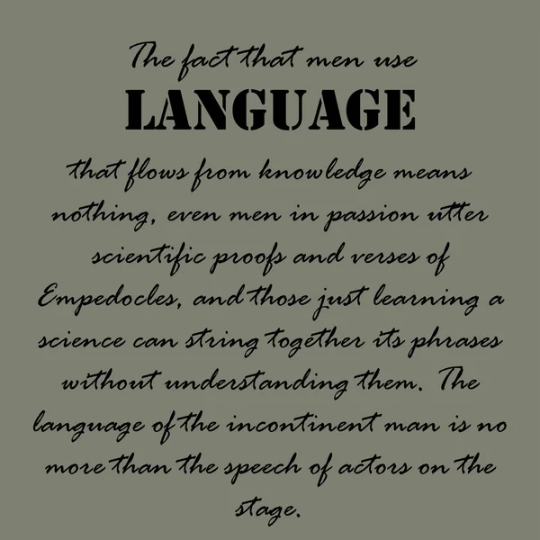 Aristóteles Citas. El hecho de que los hombres utilizan ... — Archivo Imágenes Vectoriales