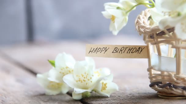 Joyeux anniversaire texte et fleurs — Video