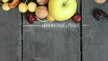 Rustik arka plan, gıda arka plan üzerinde meyve.