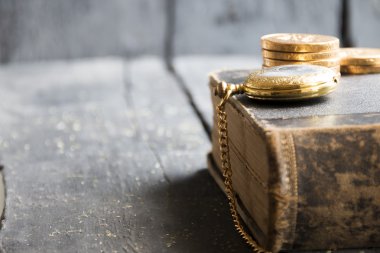 iş geçmişi cep saati, kitap ve para ile