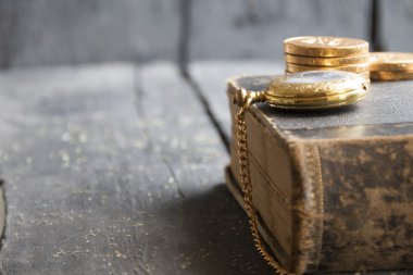 iş geçmişi cep saati, kitap ve para ile