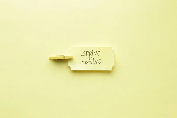 Handwriting Inscription Spring Coming Concept — Stock Photo, Image