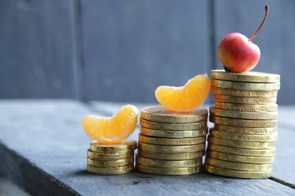 Handelsdiagram Met Gouden Munten Geld — Stockfoto