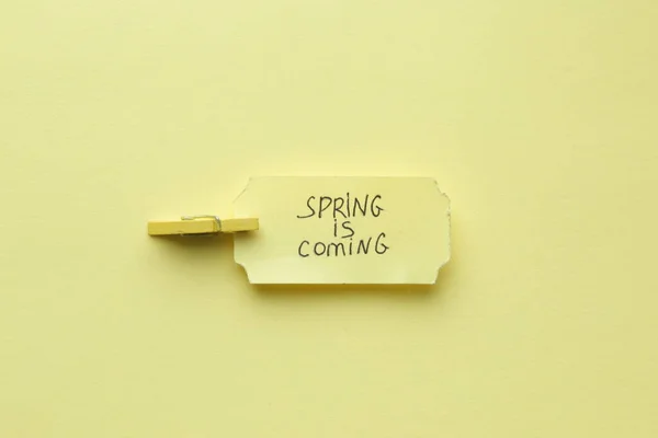 Handwriting Inscription Spring Coming Creative Concept — Stock Photo, Image