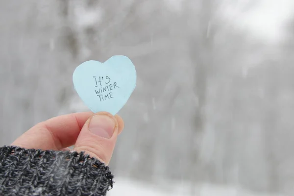 Winter background with heart. Its winter time concept.