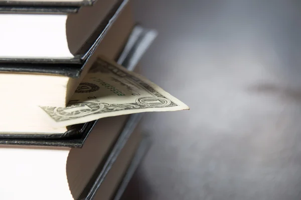 Stapel boeken en geld — Stockfoto