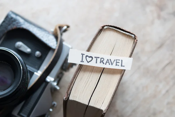Tekst I Love Travel — Stockfoto