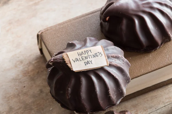 Happy Valentine's Day en chocolade marshmallow — Stockfoto