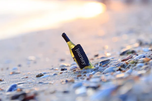 Journey word - bottle with the inscription — Stock Photo, Image