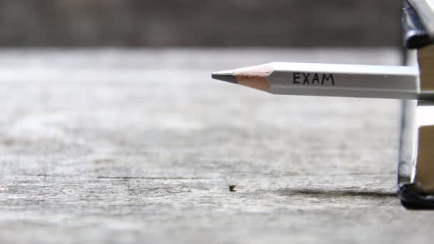 Eine Einschreibung in eine Prüfung mit grauem Bleistift — Stockvideo