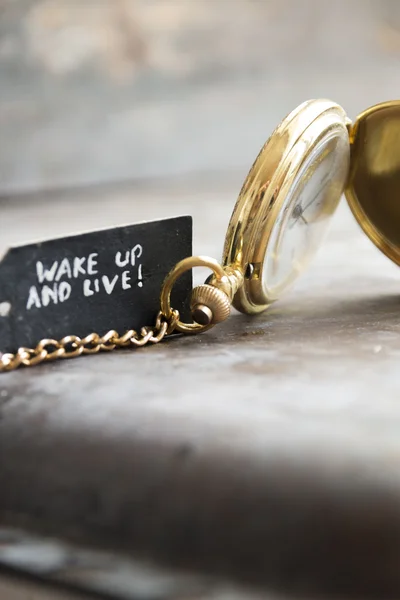 Despertar y vivir y reloj de bolsillo — Foto de Stock